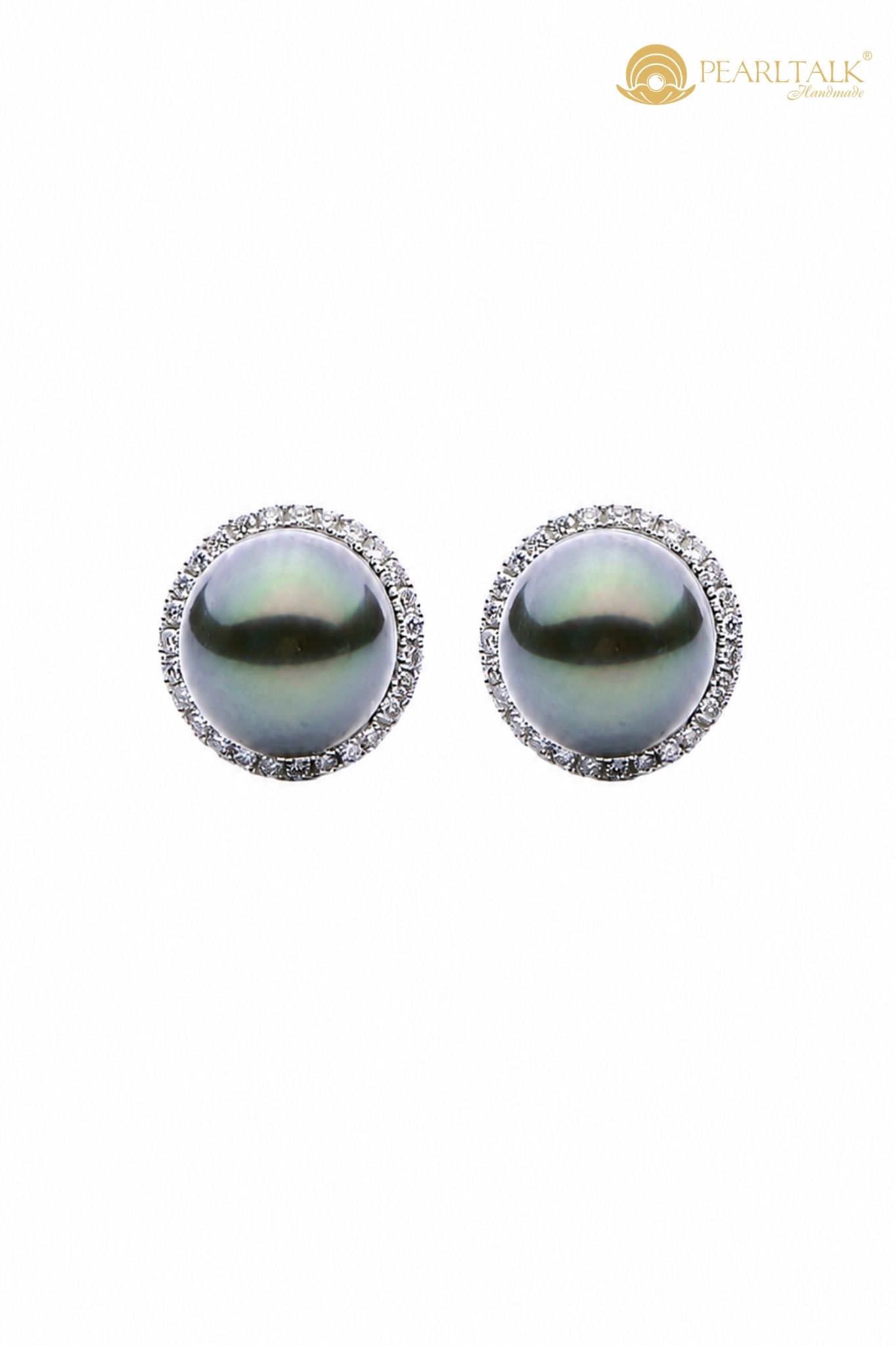 BÔNG TAI NGỌC TRAI TAHITI ĐEN 8MM